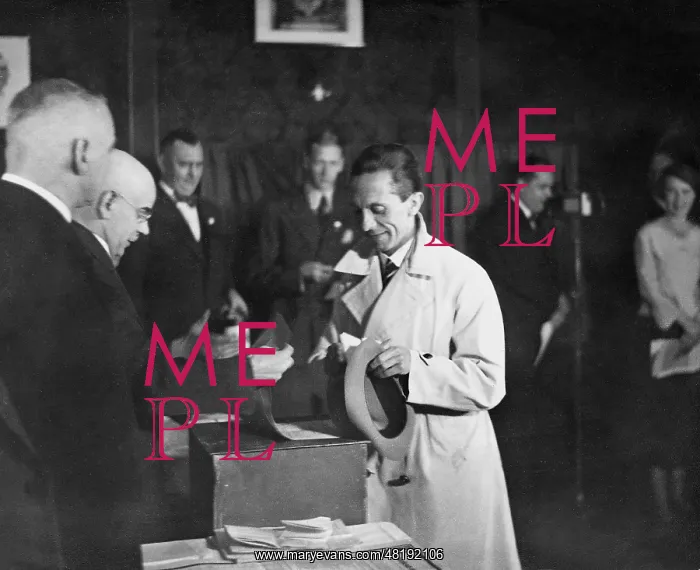 : Joseph Goebbels in a polling station in Berlin, 1933 : Joseph Goebbels in a polling station in Berlin, 1933