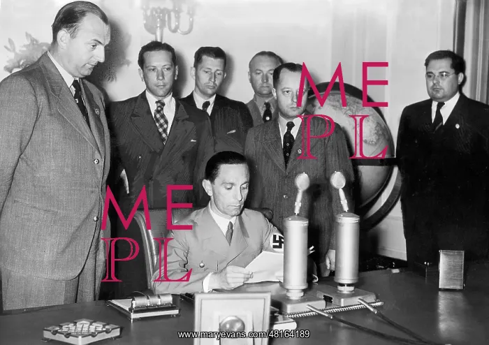 : Joseph Goebbels during a radio address : Joseph Goebbels during a radio address