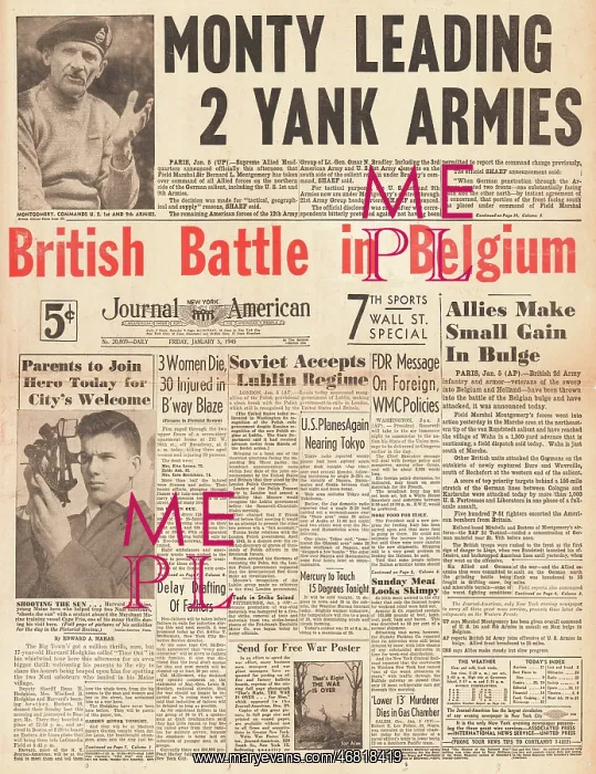 : Journal American front page Battle of the Bulge : Journal American front page Battle of the Bulge