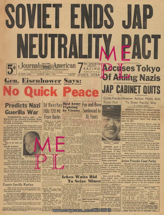 : Journal American front page No quick peace say Eisenhower : Journal American front page No quick peace say Eisenhower