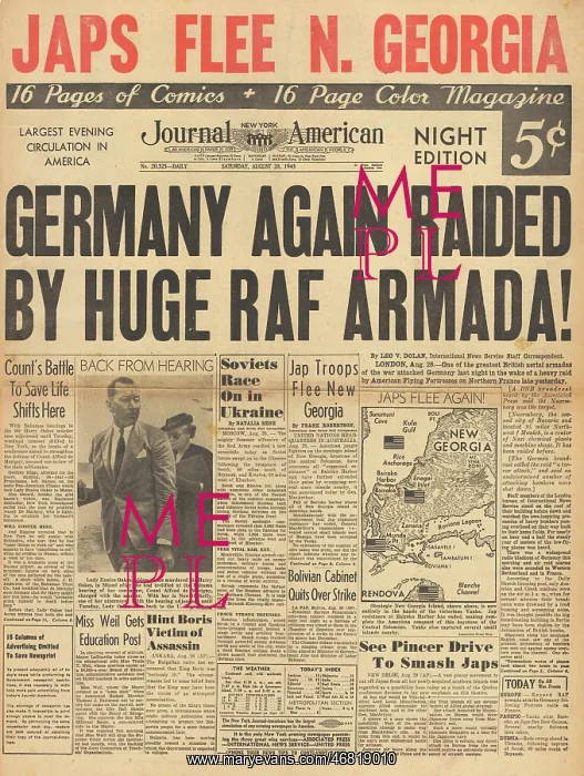 : Journal American front page RAF bomb Germany : Journal American front page RAF bomb Germany