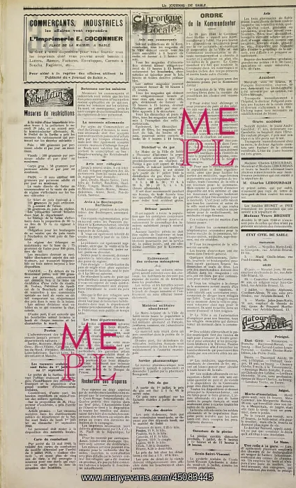 : Journal de Sable newspaper, 1940 : Journal de Sable newspaper, 1940