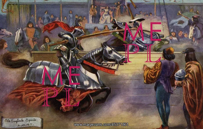  : Jousting. Old English Sports - Jousting taking place in a medaeval setting