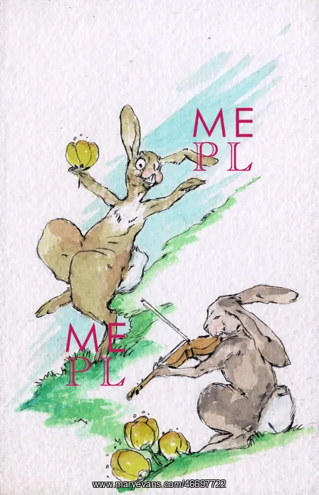  : Two jovial Easter bunnies, one looking rather mad!