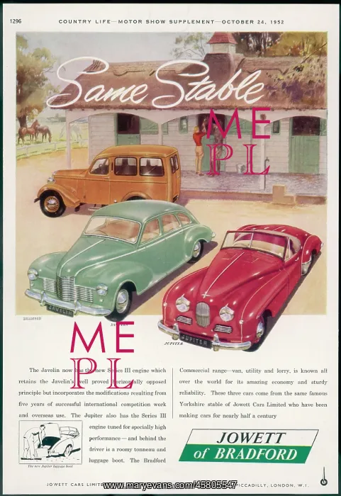 : THREE JOWETT MODELS 1952 : THREE JOWETT MODELS 1952