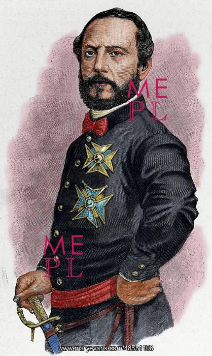 : Juan Prim (1814-1870). Engraving. Colored : Juan Prim (1814-1870). Engraving. Colored