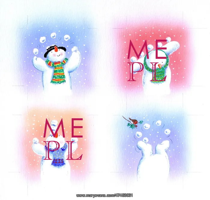 : Four Juggling Snowmen gift tags : Four Juggling Snowmen gift tags