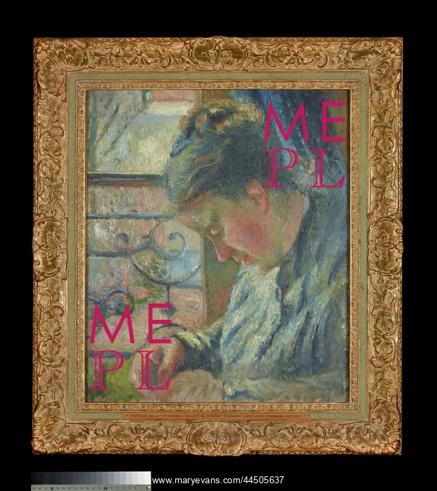 : Julie Pissarro Sewing beside a Window : Julie Pissarro Sewing beside a Window