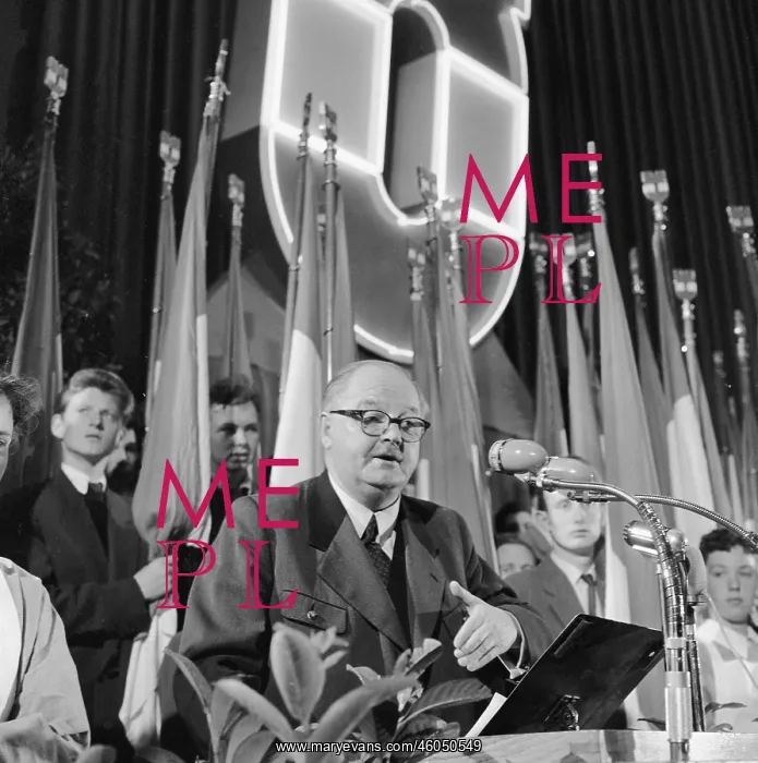 : Julius Raab holding a speech : Julius Raab holding a speech