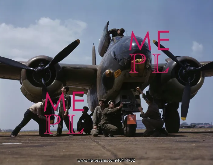 : July 1942 - Servicing an A-20 bomber, Langley : July 1942 - Servicing an A-20 bomber, Langley