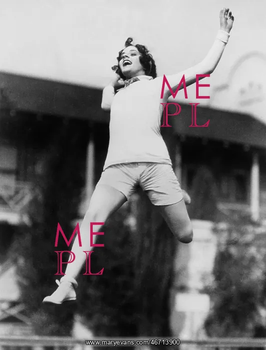 : Jumping woman in midair : Jumping woman in midair