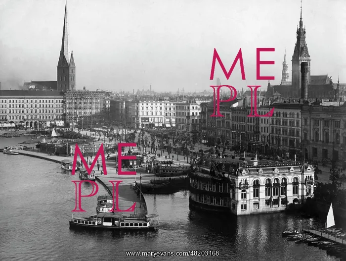 : The Jungfernstieg in Hamburg, 1904 : The Jungfernstieg in Hamburg, 1904