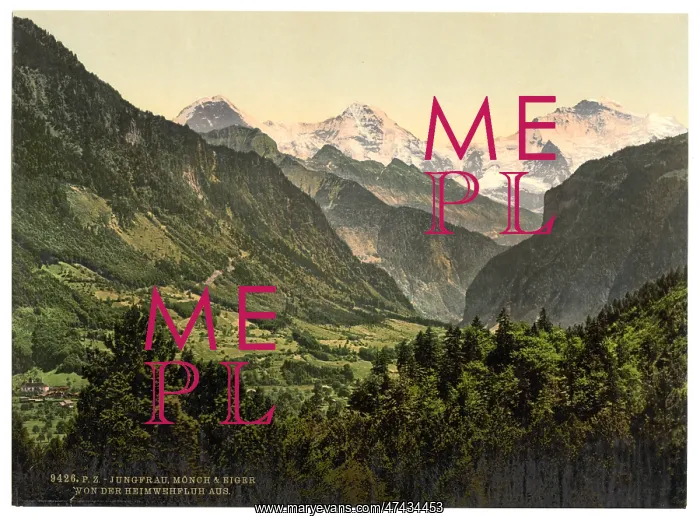 : Jungfrau, Monch and Eiger, from Heimwehfluh, Bernese Oberlan : Jungfrau, Monch and Eiger, from Heimwehfluh, Bernese Oberlan