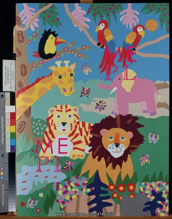: Jungle Design with parrots, giraffe, lion, tiger etc : Jungle Design with parrots, giraffe, lion, tiger etc