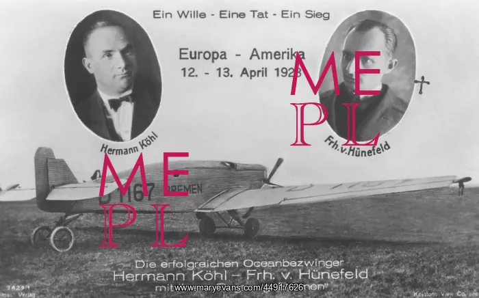 : Junkers F. Hermann Koehl and Guenther Von Huenefeld Made Along with Major : Junkers F. Hermann Koehl and Guenther Von Huenefeld Made Along with Major