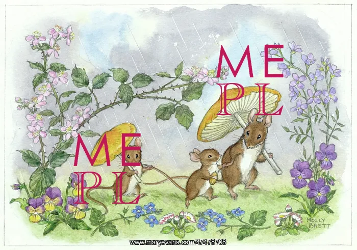 : Just a Shower mice under toadstool umbrellas : Just a Shower mice under toadstool umbrellas