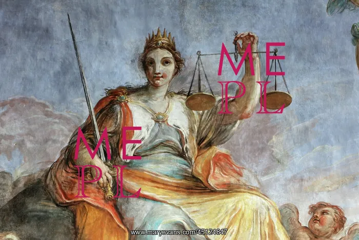 : Justice fresco, Temple of Minerva, Assisi, Umbria, Italy : Justice fresco, Temple of Minerva, Assisi, Umbria, Italy