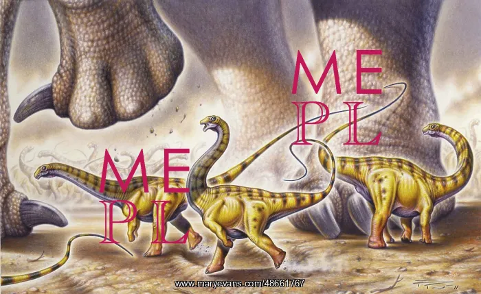 : Juvenile Apatosaurus ajax dinosaurs running by : Juvenile Apatosaurus ajax dinosaurs running by