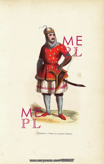 : Kabard prince, Circassian, wearing helmet : Kabard prince, Circassian, wearing helmet