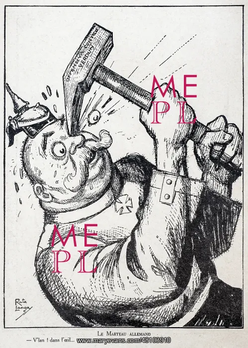: Kaiser Wilhelm II hitting himself in the face with hammer : Kaiser Wilhelm II hitting himself in the face with hammer