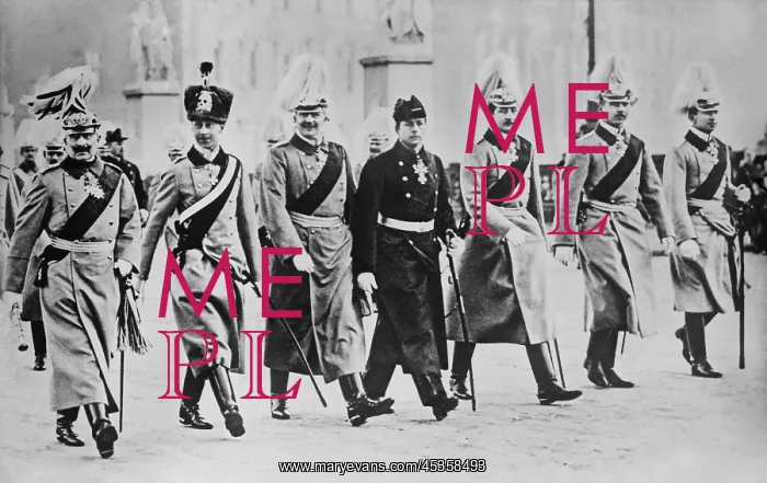 : Kaiser Wilhelm II with his six sons, parading to : Kaiser Wilhelm II with his six sons, parading to