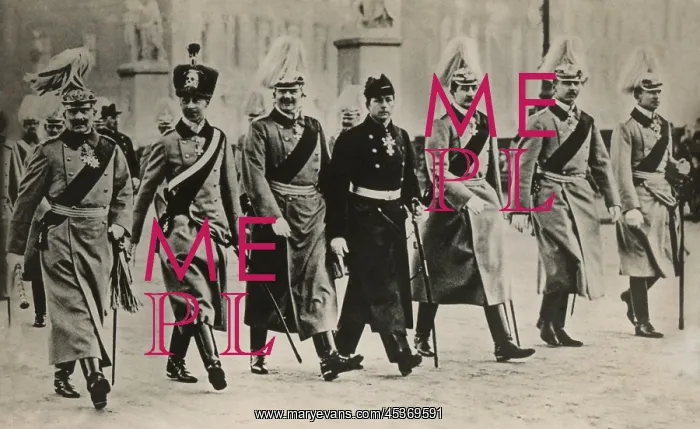 : Kaiser Wilhelm II with his six sons, parading : Kaiser Wilhelm II with his six sons, parading