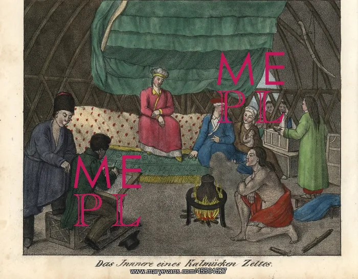 : Kalmyk people inside a tent or gher, drinking tea : Kalmyk people inside a tent or gher, drinking tea