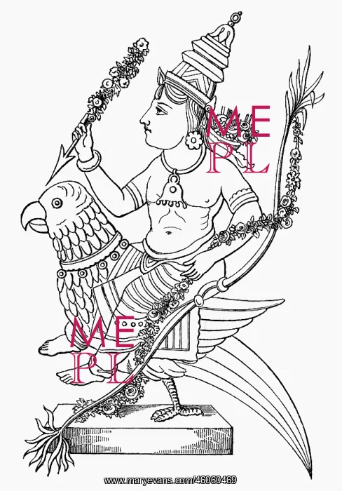  : Kamadeva, Indian god, drawing, circa 1869