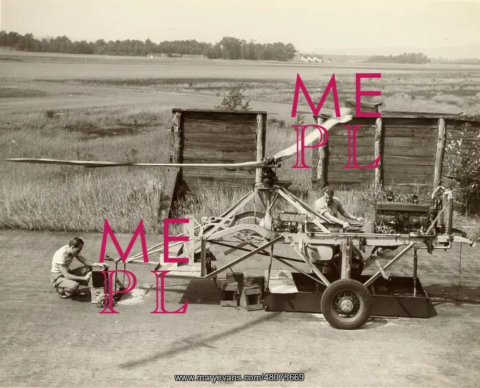 : Kaman early rotor test rig circa 1945-46 : Kaman early rotor test rig circa 1945-46