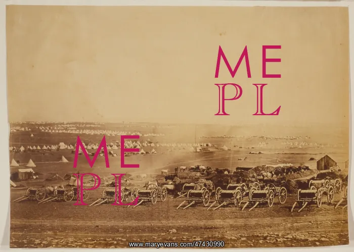 : Kamara Heights in the distance, artillery waggons in the for : Kamara Heights in the distance, artillery waggons in the for
