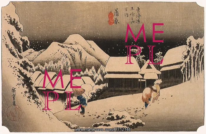 : Kambara: Night Snow, by Hiroshige : Kambara: Night Snow, by Hiroshige