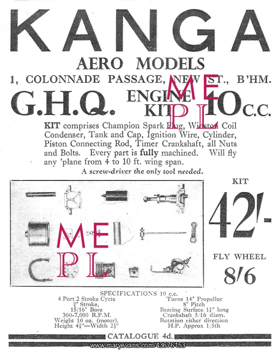 : Kanga Aero Models. G.H.Q.10cc Engine Kit. GHQ : Kanga Aero Models. G.H.Q.10cc Engine Kit. GHQ