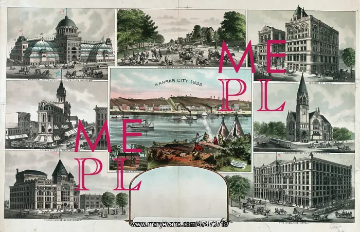: Kansas City in 1855 & 1887 : Kansas City in 1855 & 1887