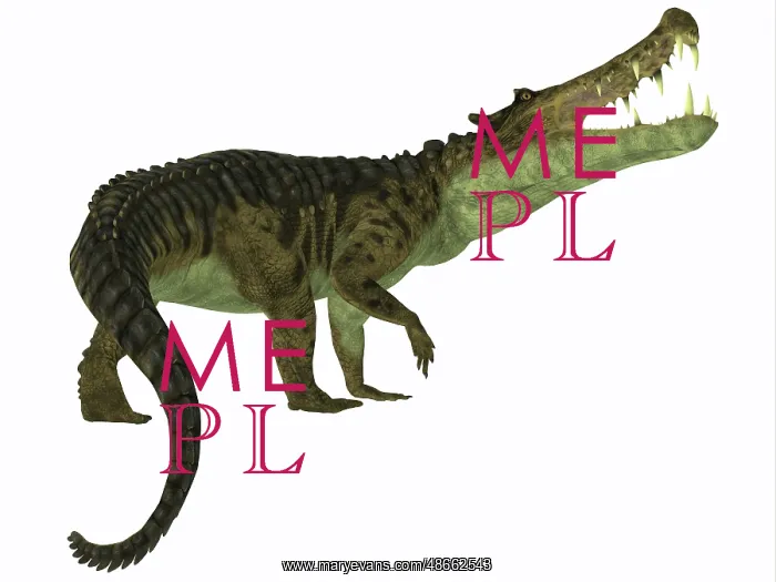 : Kaprosuchus reptile, white background : Kaprosuchus reptile, white background