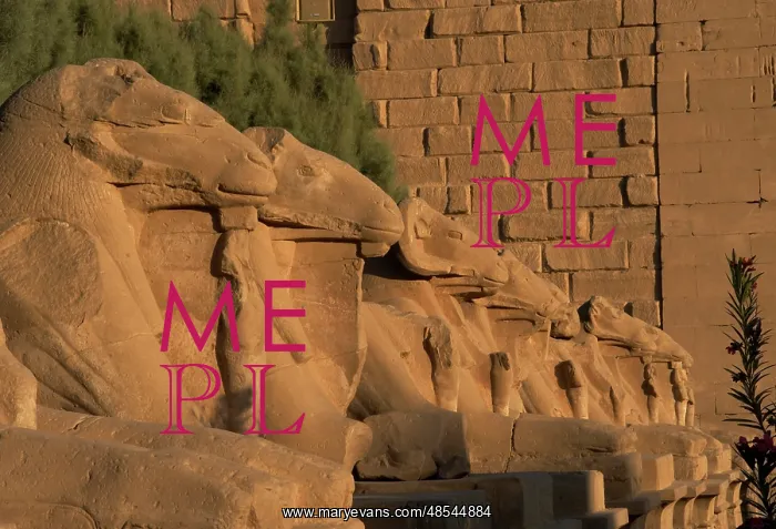 : Karnak Temple. Avenue of sphinxes with ram's head (symbol of : Karnak Temple. Avenue of sphinxes with ram's head (symbol of
