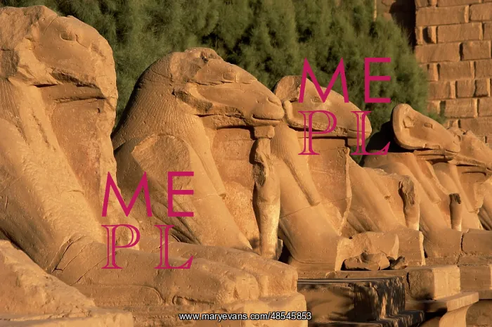 : Karnak Temple. Avenue of sphinxes with ram's head (symbol of : Karnak Temple. Avenue of sphinxes with ram's head (symbol of