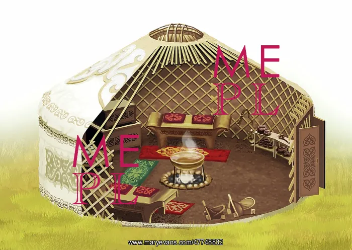 : Kazakh yurt in cross section, Kazakhstan : Kazakh yurt in cross section, Kazakhstan