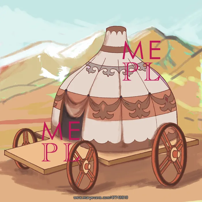  : Kazakh yurt on a wheeled platform