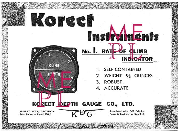 : KDG - Korect Aircraft Instruments. Rate Of Climb Indicator : KDG - Korect Aircraft Instruments. Rate Of Climb Indicator