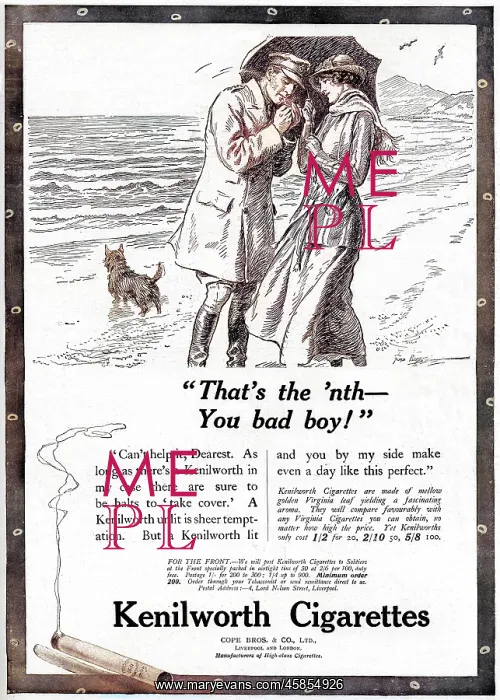 : Kenilworth cigarettes advertisement, WW1 : Kenilworth cigarettes advertisement, WW1