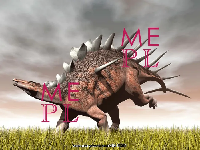 : Kentrosaurus dinosaur running on the yellow grass : Kentrosaurus dinosaur running on the yellow grass