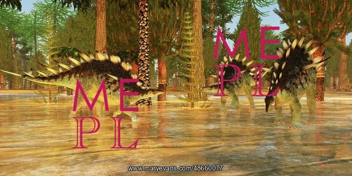 : Kentrosaurus dinosaurs in prehistoric forest : Kentrosaurus dinosaurs in prehistoric forest