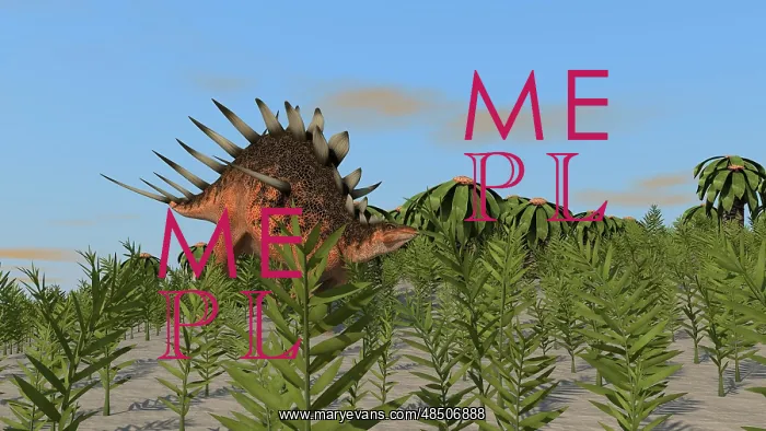 : Kentrosaurus grazing amongst desert plants : Kentrosaurus grazing amongst desert plants