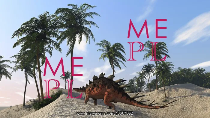 : Kentrosaurus roaming a tropical setting : Kentrosaurus roaming a tropical setting