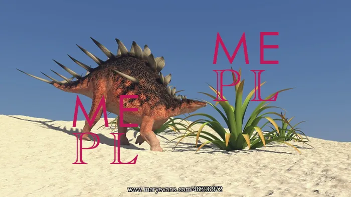 : Kentrosaurus walking across a barren landscape : Kentrosaurus walking across a barren landscape