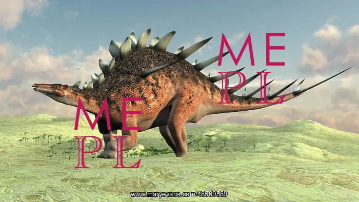 : Kentrosaurus walking across a barren landscape : Kentrosaurus walking across a barren landscape