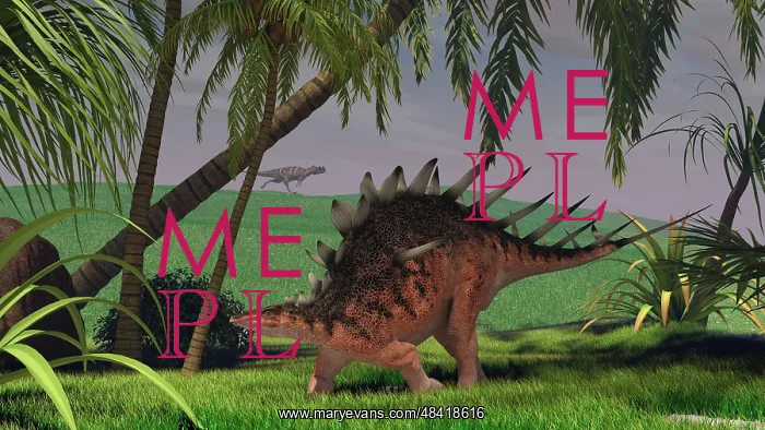  : Kentrosaurus walking through a field, with a Ceratosaurus ?