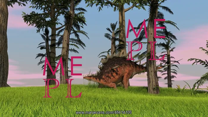 : Kentrosaurus walking across a grassy field : Kentrosaurus walking across a grassy field