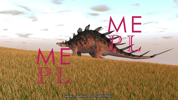: Kentrosaurus walking across a grassy field : Kentrosaurus walking across a grassy field