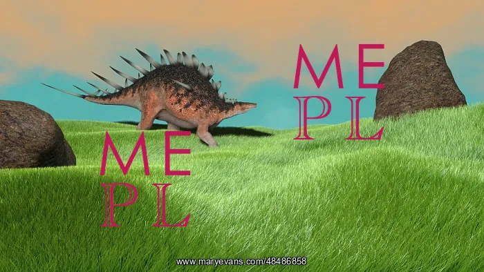  : Kentrosaurus walking across prehistoric grasslands